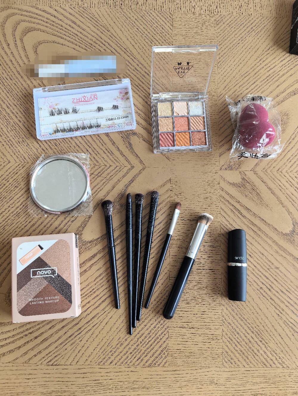 makeup bundle Eyeshadow Palette, Lipstick, Eyebrow Powder, Brushes, Beauty Tools